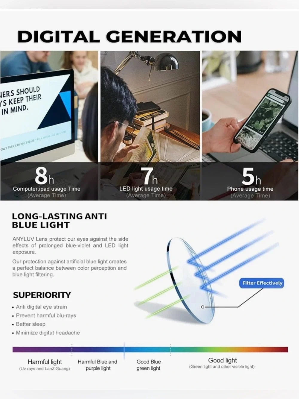 Black Blue-Light Gaming Glasses